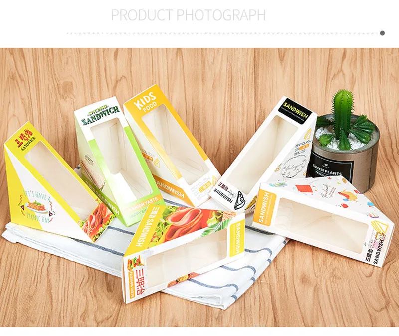 Wholesale custom design food level ink printing korean sandwich box packaging sandwich to go box with clear lid