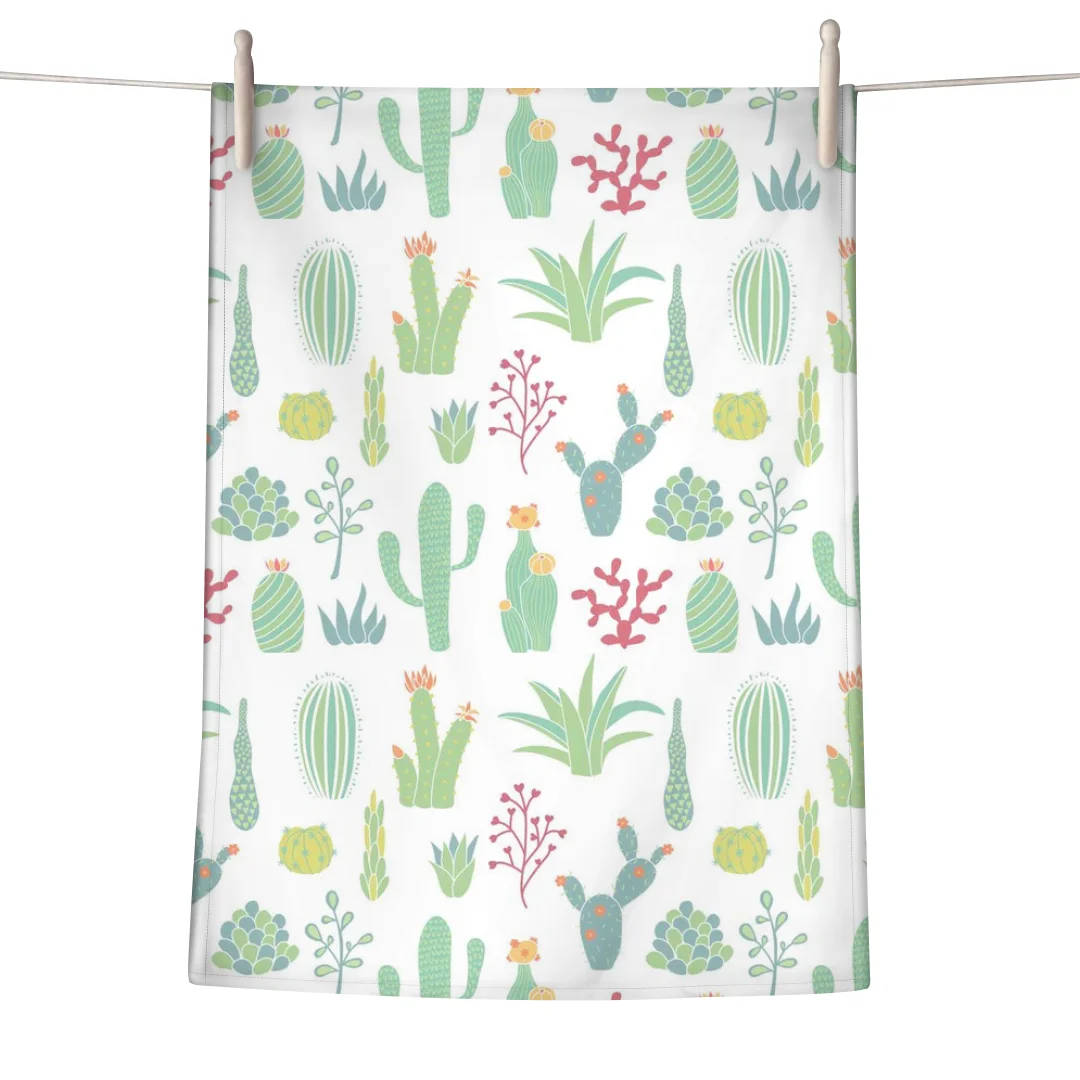 Cotton linen blends Kitchen Tea Towel standard tea towel size custom printing logo double sides printed