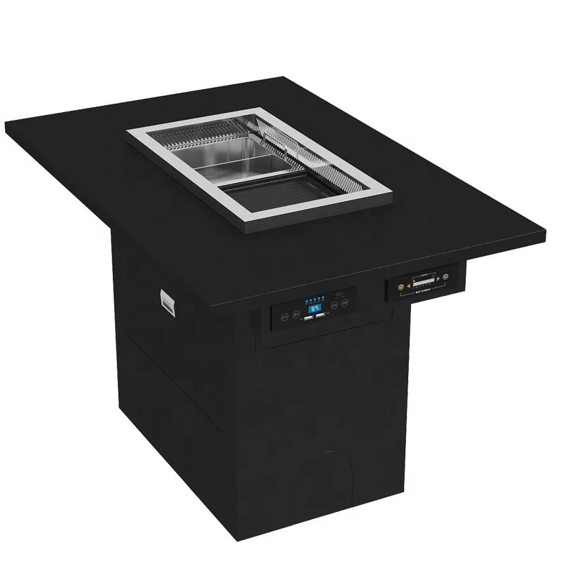 Individual Hot Pot White Rectangle Smokeless Equipment BBQ Grill Table