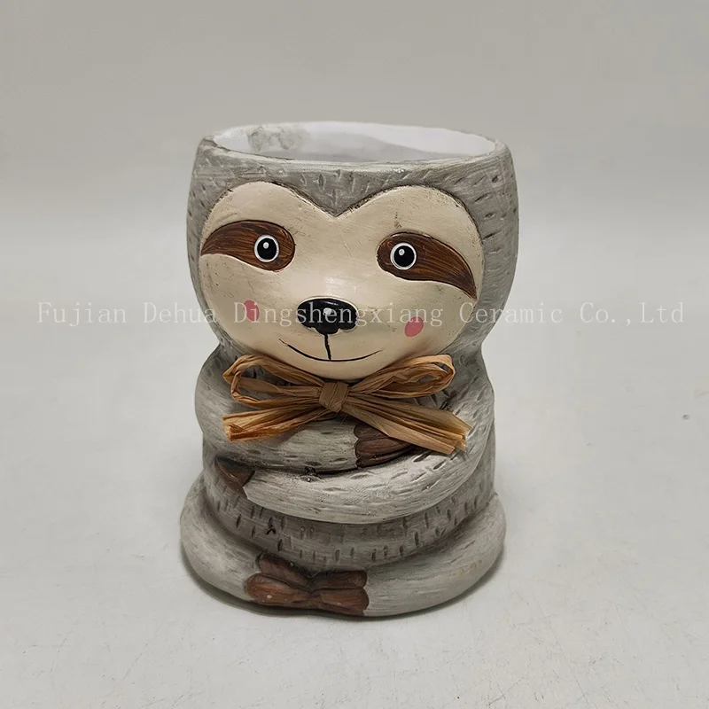 New Arrival Cheap flower pot cartoon ceramic animal Lion plants pots