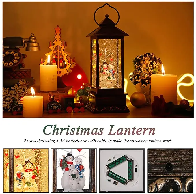2023 Best Selling Wholesale Christmas Musical Gifts Night Light Navidad Plastic Lamp Christmas Snow Globe Water Lantern