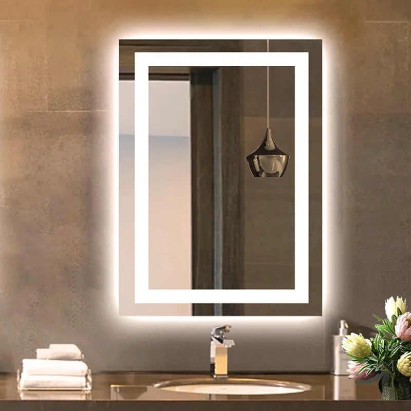 Luxury home decoration wall mirror smart touch screen light dimmer LED mirror bathroom