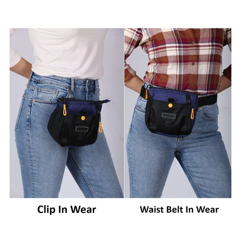
Hands-free dog training treat pouch poop bag dispenser removable waist belt clip for everyday walks and training feed 