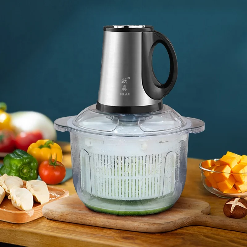 Домашняя овощерезка YOLO большой емкости электрическая мясорубка из нержавеющей стали 4 л с