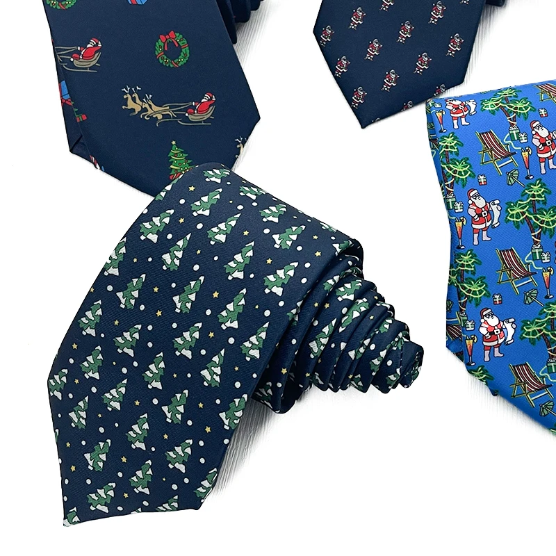 Santa Claus Christmas Garland Lively Festival Printed Mens Neckties Fashion tie Factory