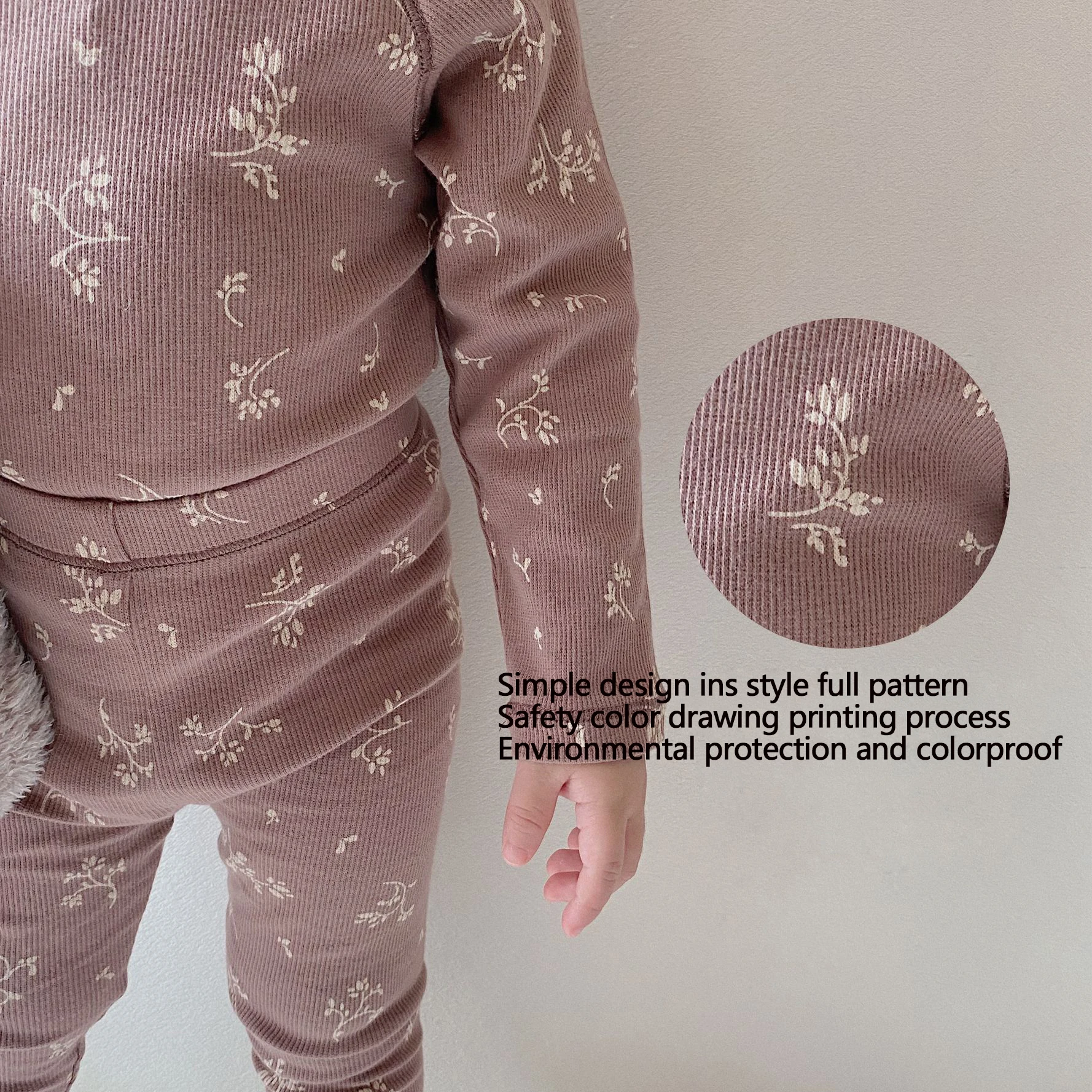 Paleo OEM Child 2 Piece Sets Little Kids Winter Home Baby Clothes Set Super Soft Cotton Ribbed Toddler Boy Girls Clothing Sets