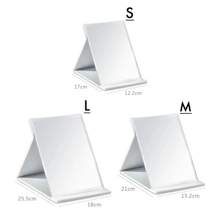 PU Folding Faux Leather Cosmetic Mirror Makeup Mirror Rectangular Table Princess Dressing European Mirror