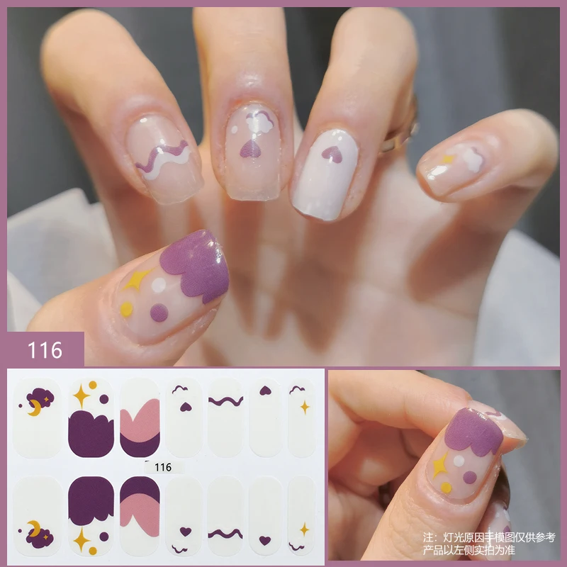 Missbloom 2022 Factory Colorful Pattern Semi Cured Gel Nail Strips Your Design Nail Wraps Korea