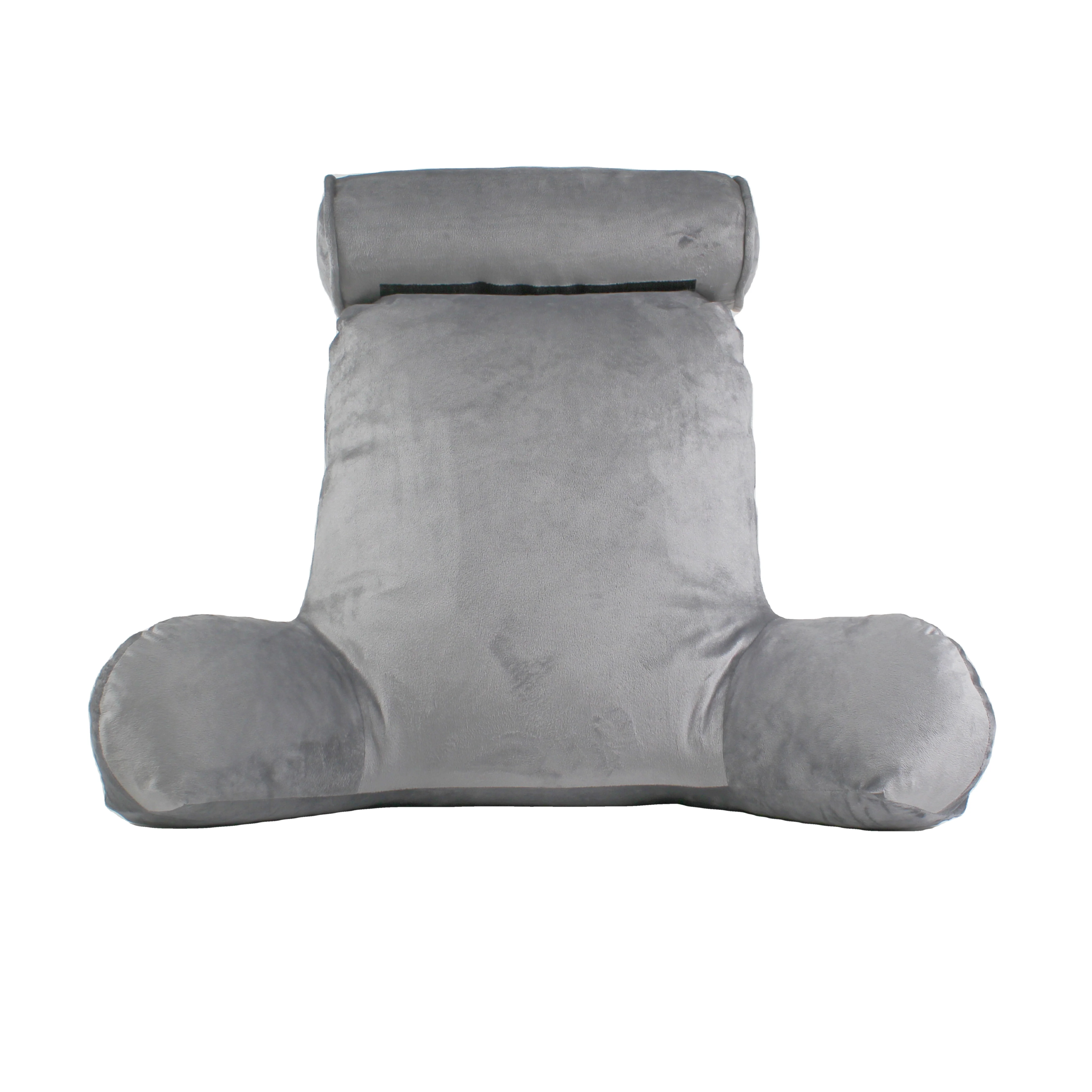 Backrest with Arms Back Support Removable Fleece Cover Detachable Neck Roll Soft Support Sit Up Bed Rest Chair Reading Pillow