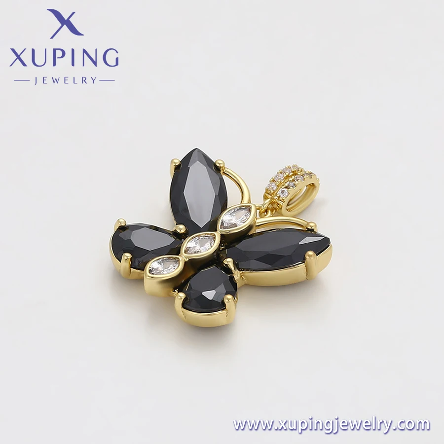 X000789045 Xuping Jewelry Fashion Pendants Butterfly With Black Diamond 14k Gold Plated Pendant Shinning For Women Girl Pendant