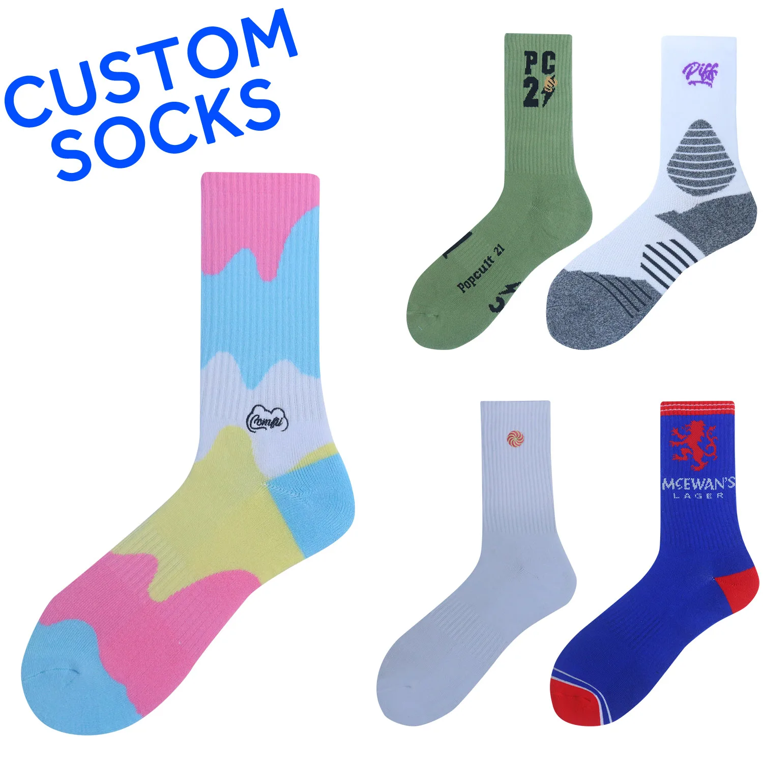 New Style Sports Teen Tube Socks Fancy Letters Terry manufacturers custom men basketball sports socks embroidery logo socks