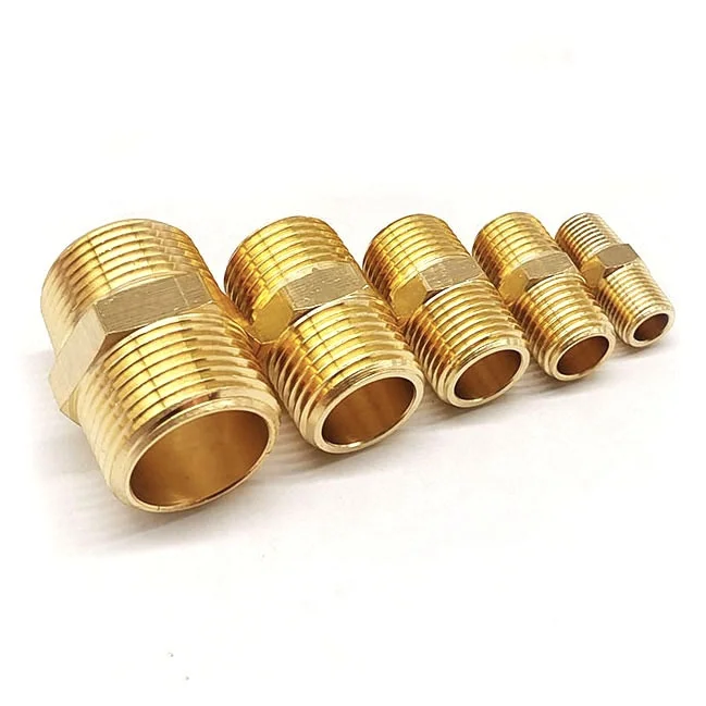 Hexagon head 1/2 Male to 1/2 male threaded nipple brass pipe fittings