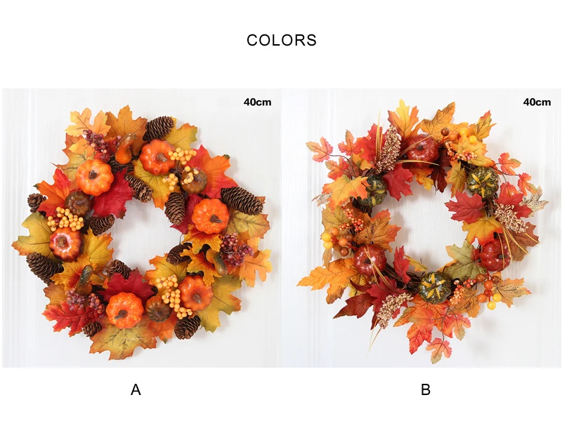 National Pine Cone Maple leaf pumpkin Fall Front Door Wreath 40CM