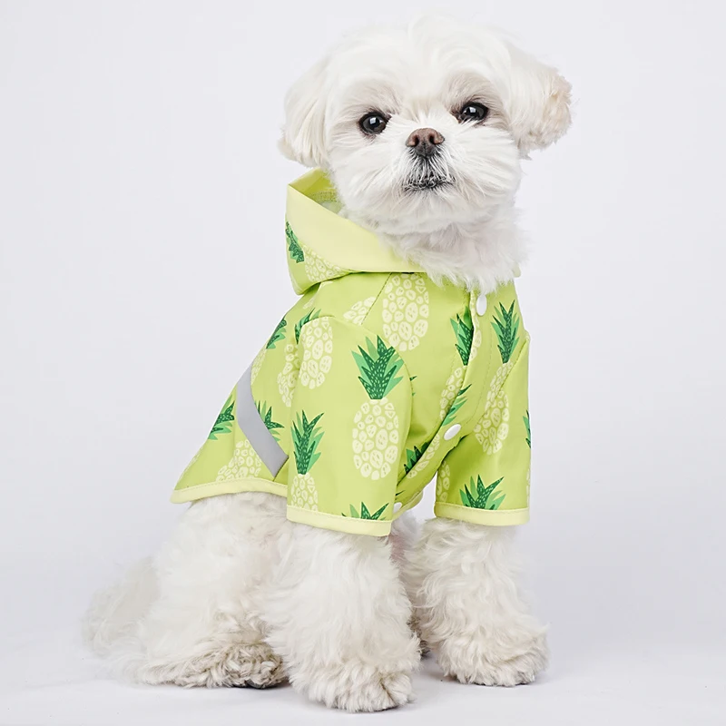 Joymay hot selling wholesale waterproof puppy rain coat poncho lovely fruit pattern Reflective pet dog raincoat