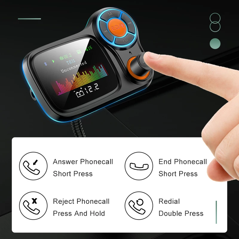 Car Mp3 Player BT Wireless Hands Free Car Kit FM Transmitter BT50.USB Charger LCD Monitor Car FM Modulator