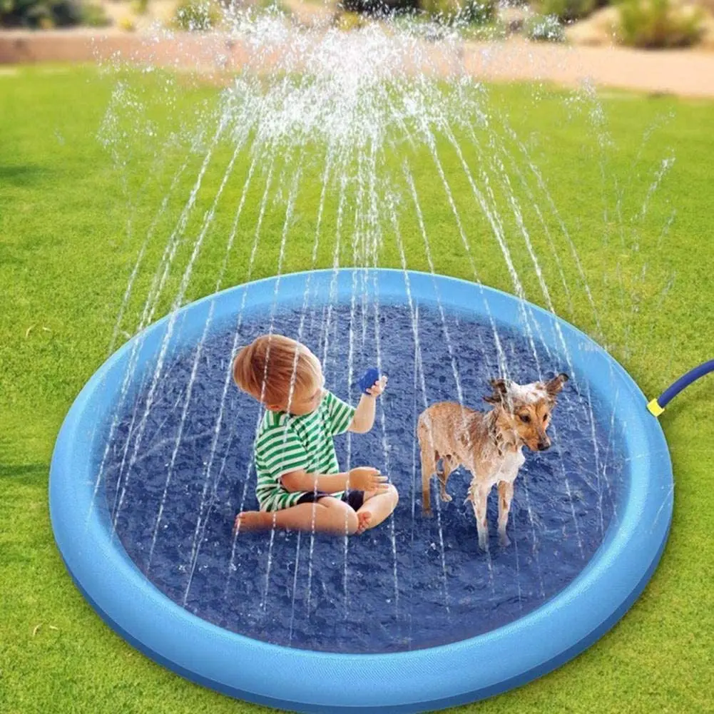 Dogs Play Cooling Bathtub Pet Sprinkler Pad Swimming Pool Inflatable Water Spray Pad Mat Dog Pool
