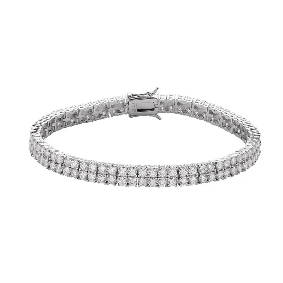 6.7 MM Unisex New Fashion 14K  High Quality Soild Gold Plated Lab Cz Diamond 925 Silver Round Shape CZ Tennis Bracelet
