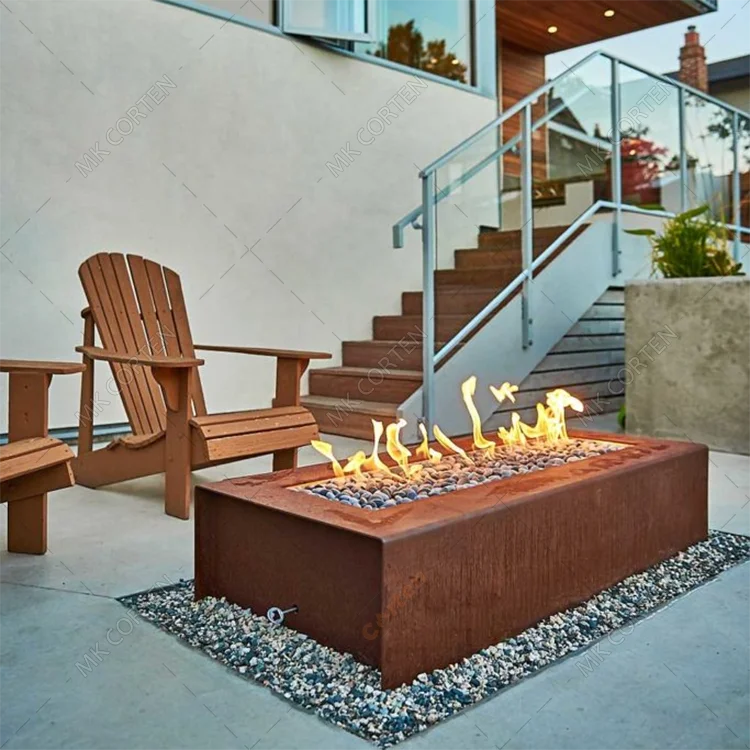 Simple Modern Style Corten Steel Metal Fire Pit Brazier