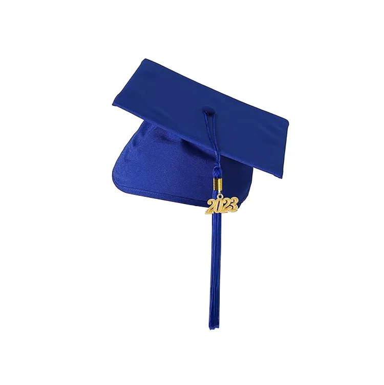 Finest Quality Royal Blue Matte Adult Graduation Cap Hats And Tassel