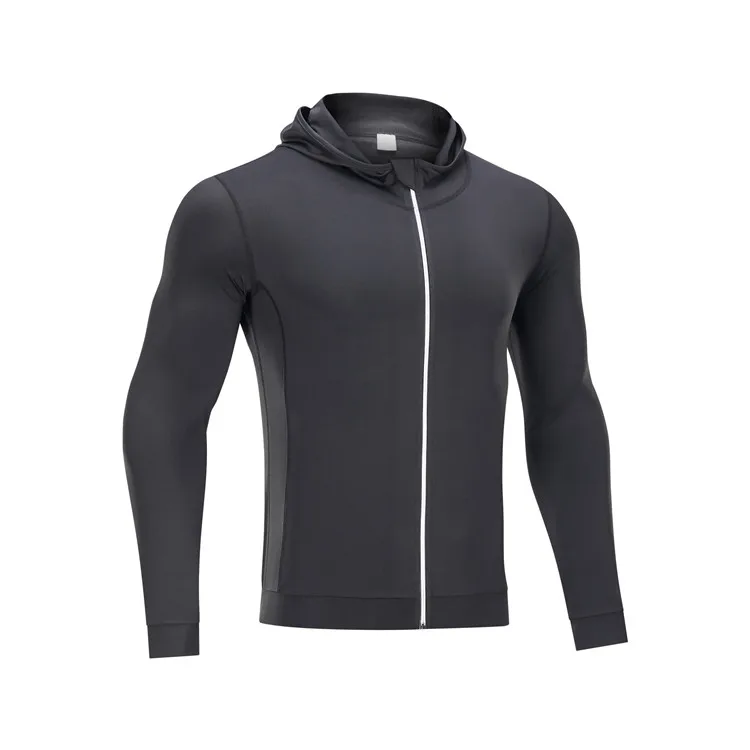 
Wholesale Men Gym Fitness Apparel Breathable Full Zipper Workout Clothing Polyester and Spandex Outdoor Running Gym Jacket 
