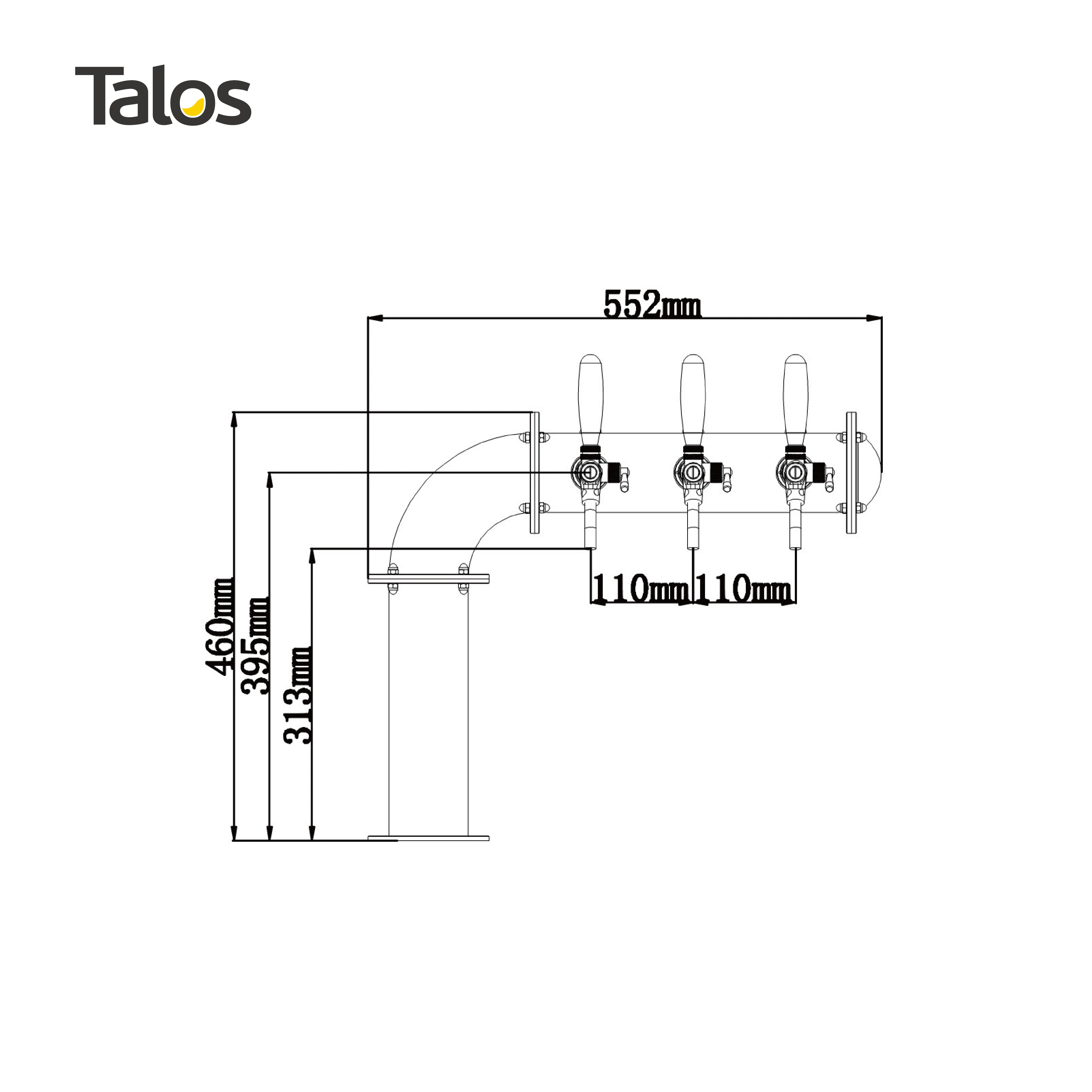 TALOS L Tower Stainless Steel 3 Tap Tower 85mm Beer Dispensing Equipment Draft Beer Tower (Red Bronze)