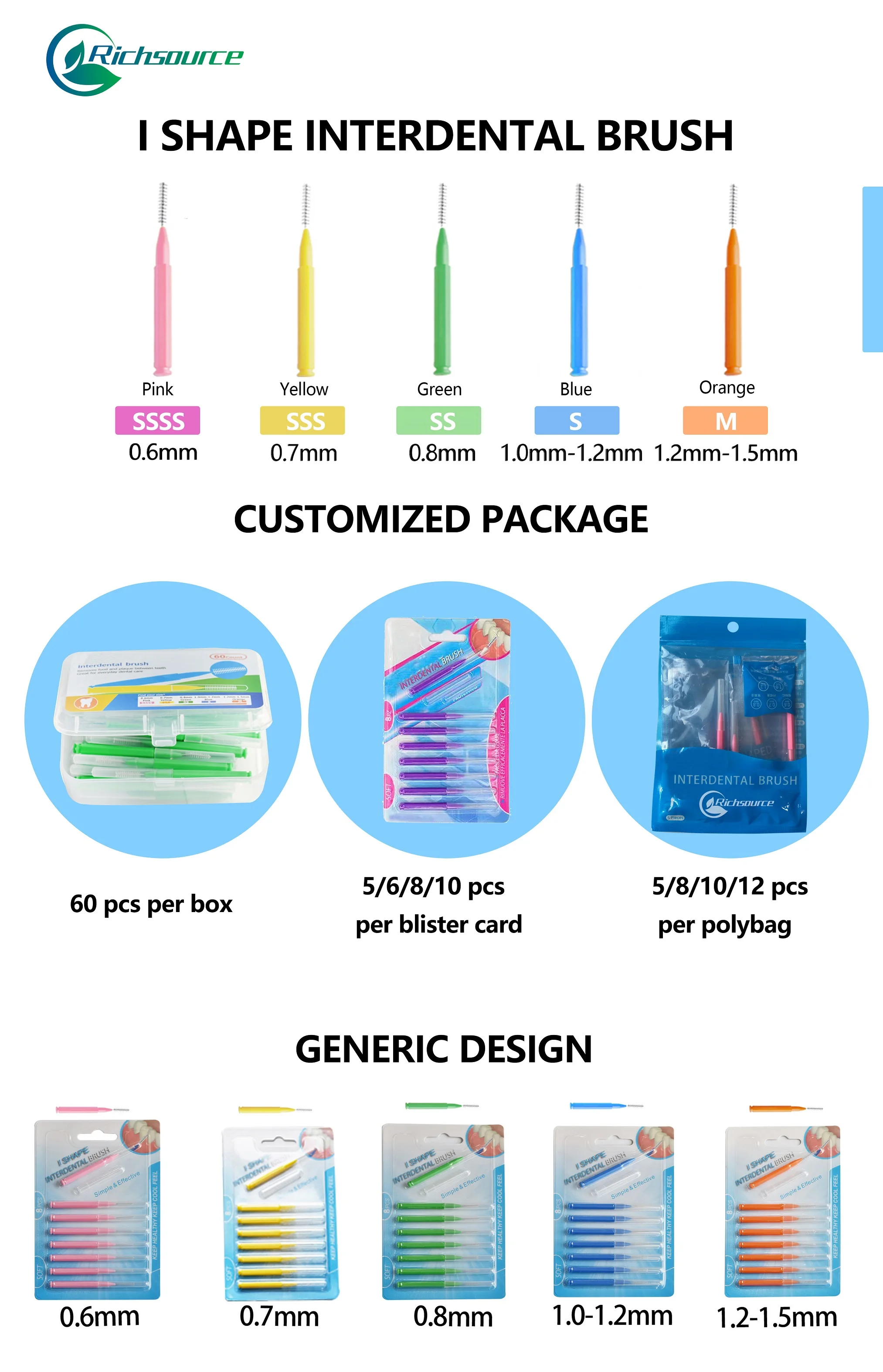 New Arrival Biodegradable Interdental Brush Manufacture I Type Recyclable Interdental Brush