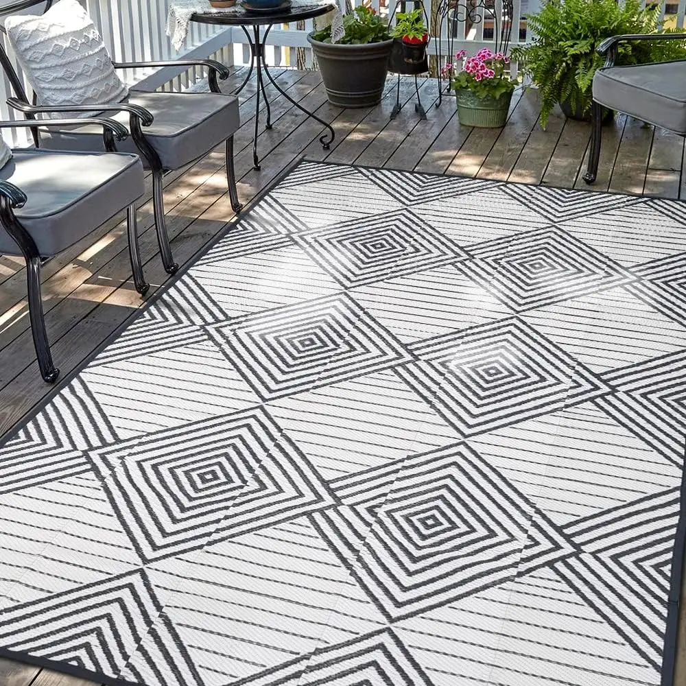 Esschert wholesale woven outdoor rug - garden carpet - asti white/sand/anth, outdoor reversible rug plastic straw rug patio