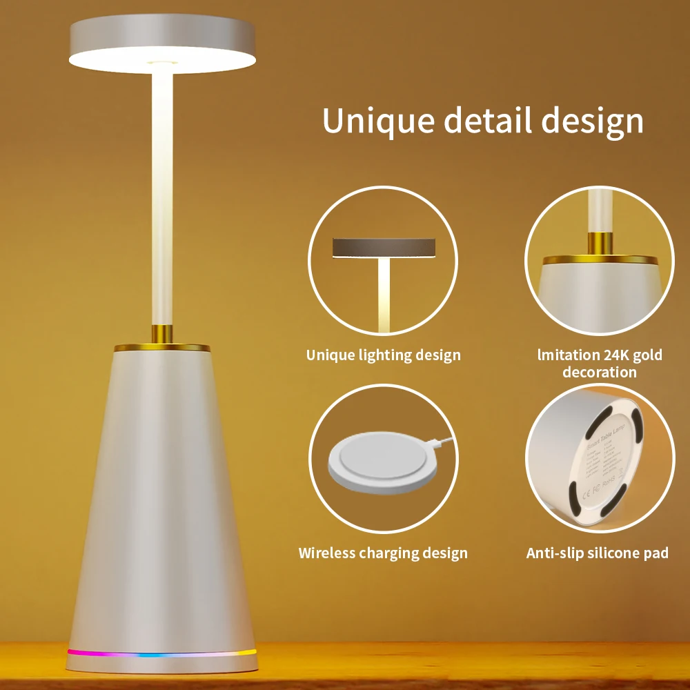 Multifunctional european table lamp rechargeable for phone watch earphone desk lamp wireless charger base bedroom living room