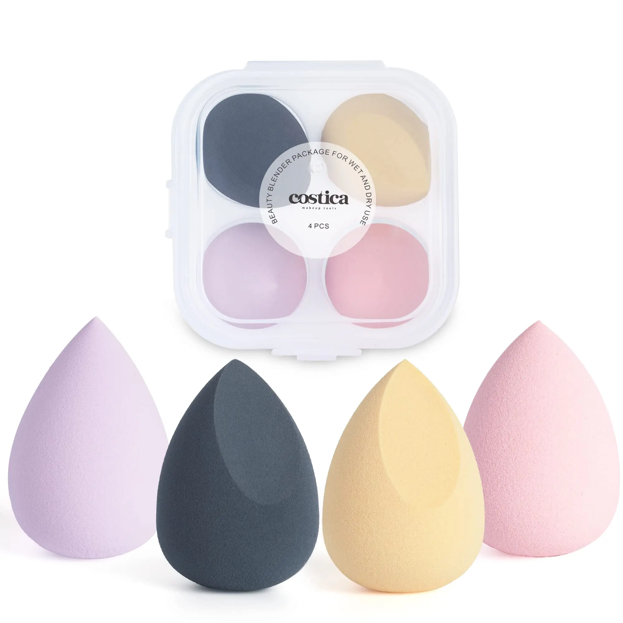 4 Pieces Multi Colored Makeup Sponge Set Blender Beauty Puff Makeup Blender Flawless for Liquid Makeup Sponge Set