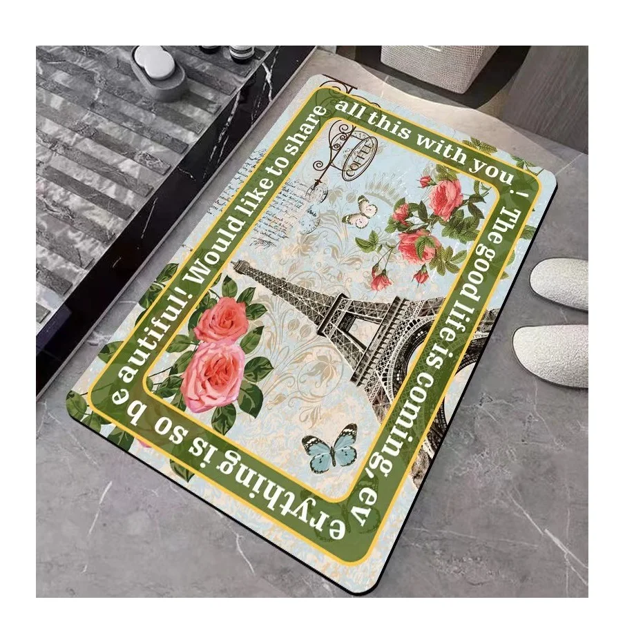 Wholesale vintage fall prevention  diatomite rubber bath mat non slip bathroom rugs