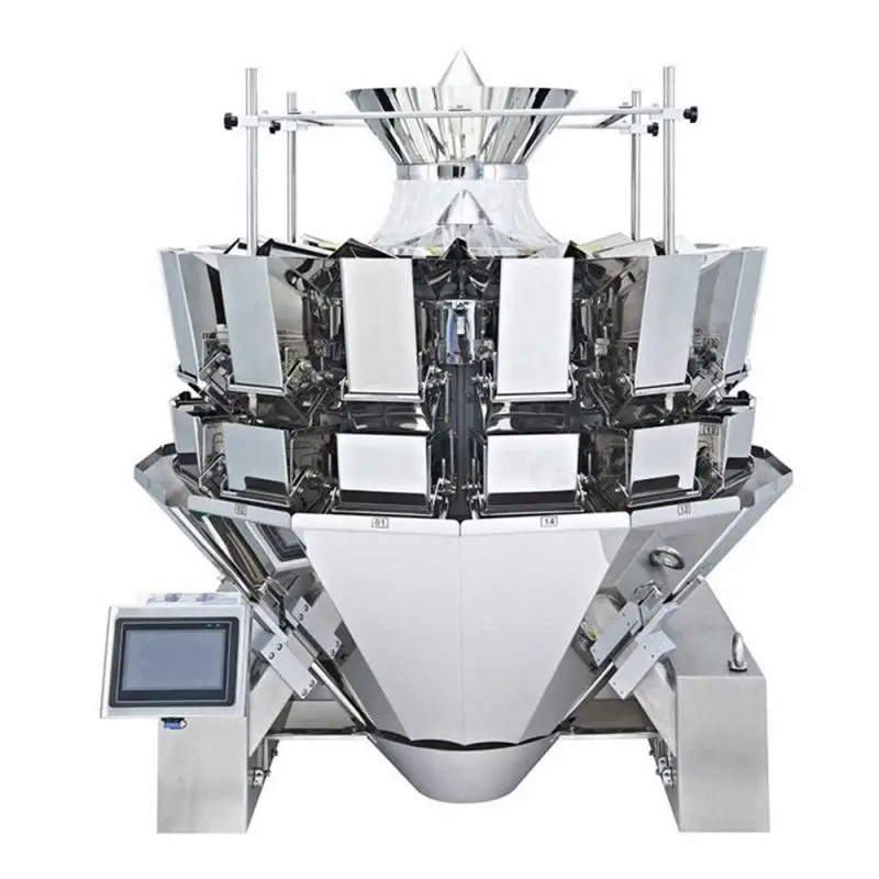 Multihead weigher nylon pyramid tea and herbs bag filling packaging machine  with label