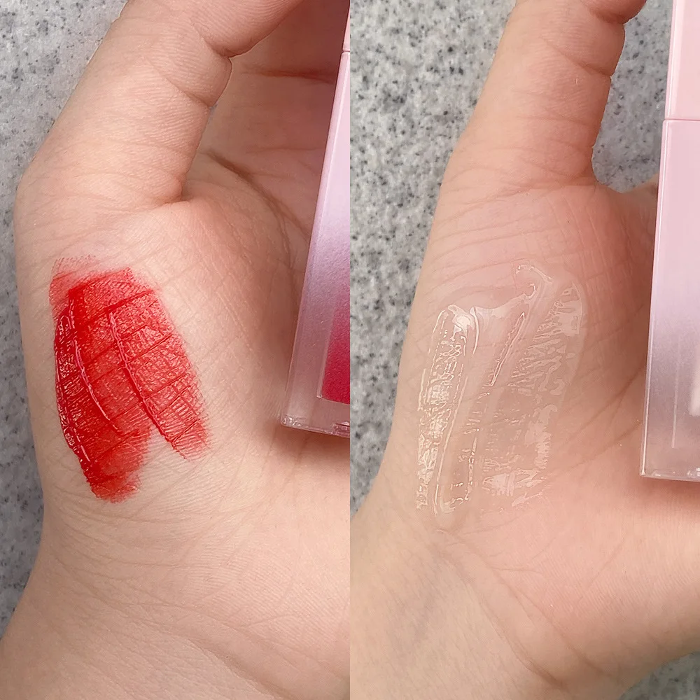Waterproof Square Double Side Glossy Lipgloss Custom Logo 2 In 1 Fog Surface Non-stick Cup Lip Gloss Lip Oil