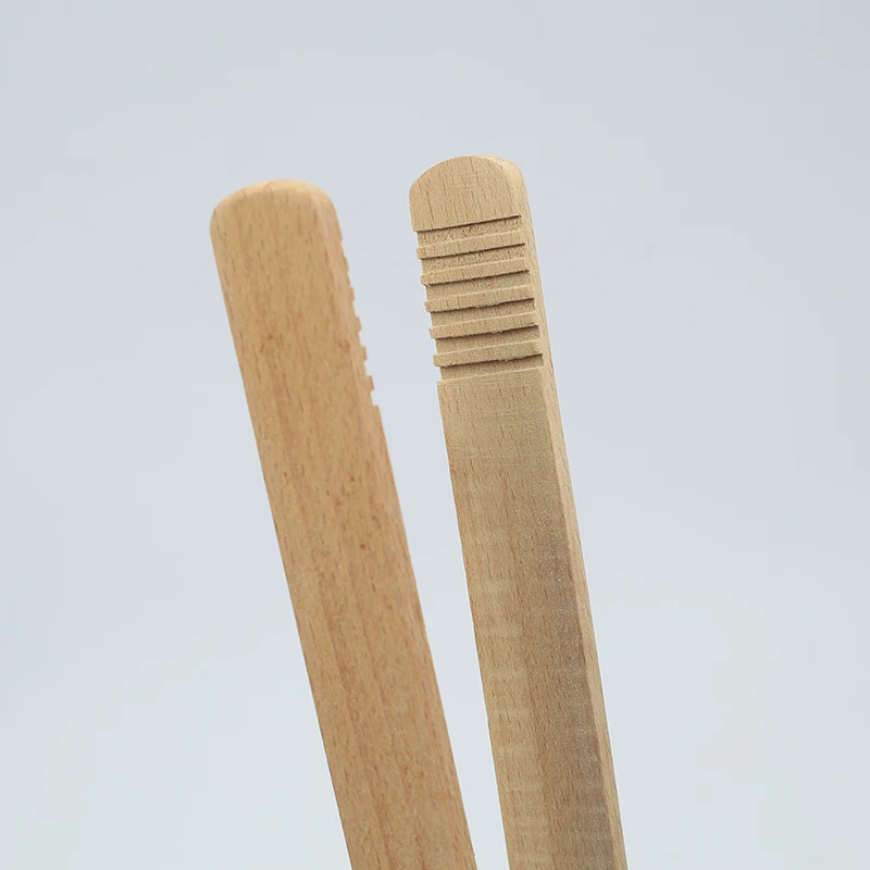 Factory Manufacturer Small barbeque depressor blade wooden tea tong bamboo bread custom wood handles for tongs