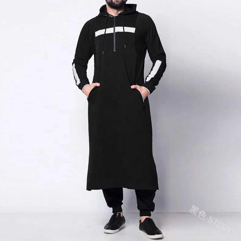 Исламская мужская одежда Dubai Thobes толстовка с капюшоном Abaya Arab Saudi Thobe Muslim карманом