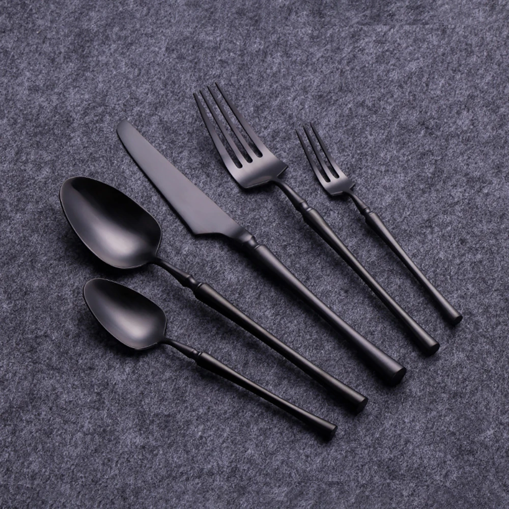 Luxury black fashionable wedding party stainless steel flatware set stainless steel kitchen cutlery