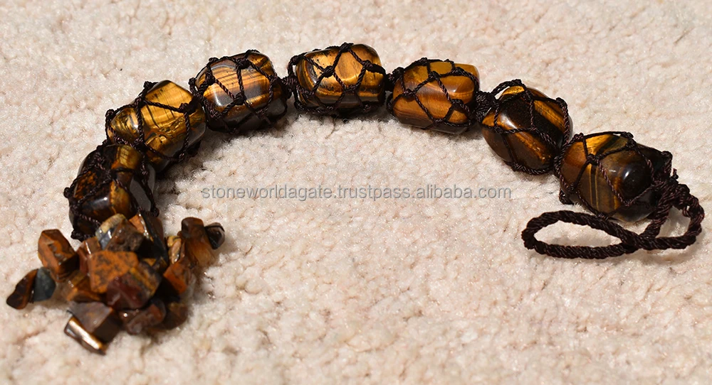 
Tiger Eye Car Hanging Ornament Natural Reiki Healing Gemstone Tassel Hanging Pendant For Door, Window, Wall 