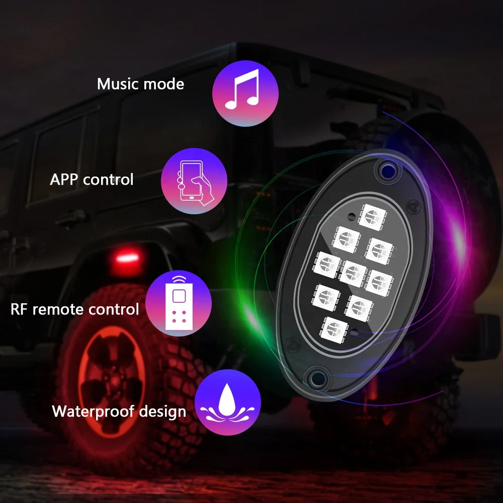RGB App Control 36 LEDs Super Bright LED Rock Pod Lights For Truck ATV UTV Buggy car decoration Lights