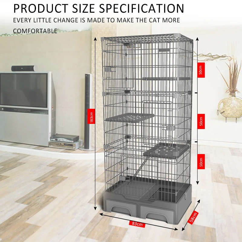 Pet shop 4-layers the cat cage houses wicker waterproof collapsable veterinary carriers cage home pet cat cage