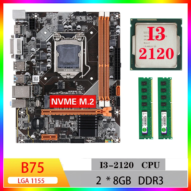 B75 Motherboard cpu combo kit pc gamer lga 1155 ddr3 mini itx i3 2120 cpu b75 motherboards kit