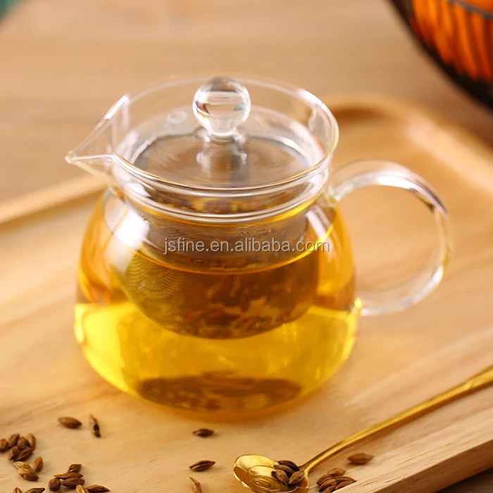 Popular Eastern Style Glass Teapot 500/800ml Short Beak Tea Pot with Stainless Steel Net