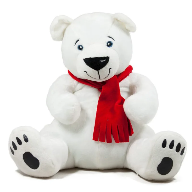 2025 Hot Sale Christmas White Stuffed Teddy Bear With Hat and Scarf  plush Polar Bear as Children Gifts