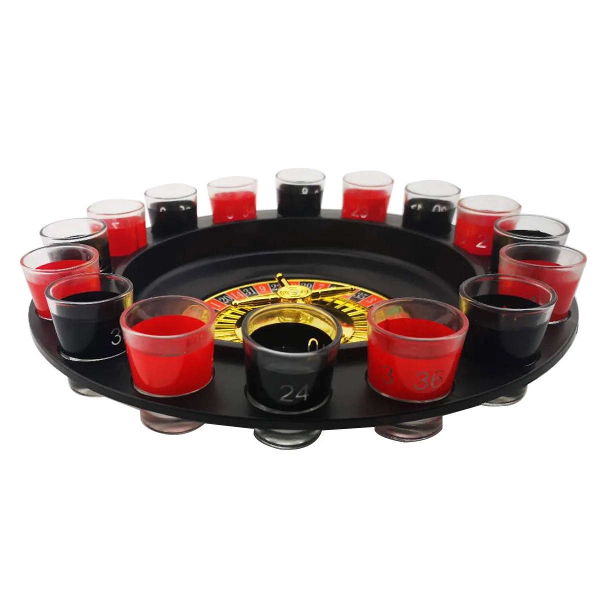 YIZHI Drinking Games Set Adult Party With Glass Shots Adult Buzzed Game Drinker 16 Shot Russian Roulette Spinning Game Set
