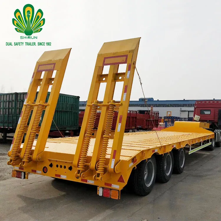 High quality low bed semi trailer 3 axles equipment low bed truck trailer