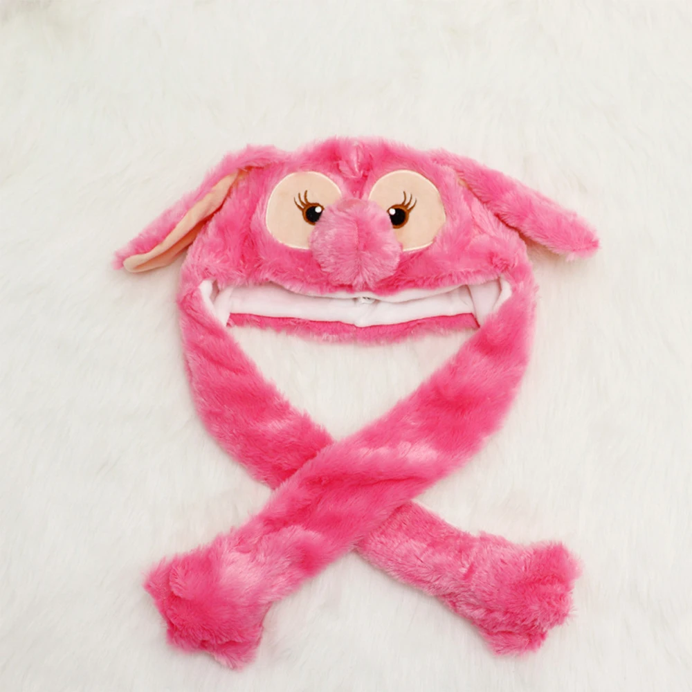 High Quality Animal Graphic Style Cute Winter Fleece Bunny Hat With Moving Ears For Kids Adults