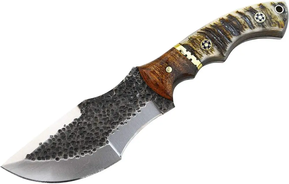 Tracker Hunting Knife Large Knives Survival Skinning Hammered Sheath Steel