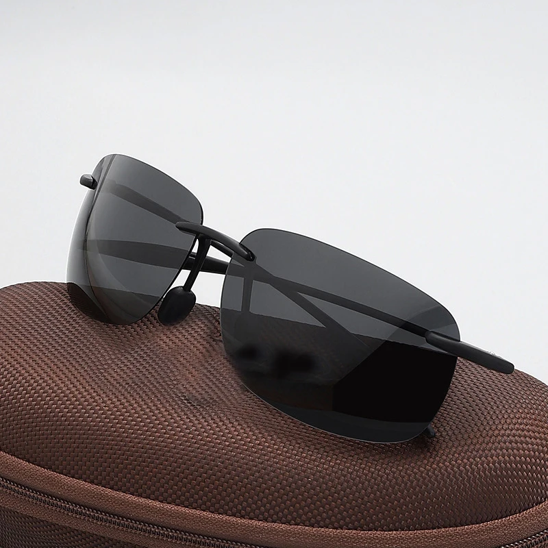 Brand rimless polarized sunglasses ultra light super flexible frame cycling sport sunglasses