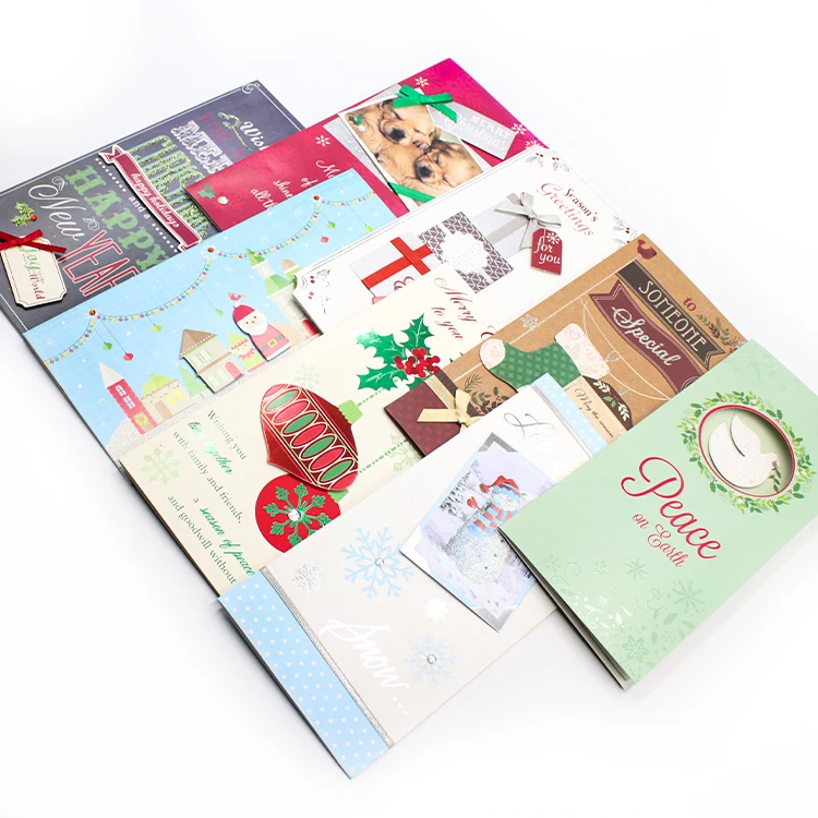 Fancy Greeting Card Merry Christmas Custom Design with Envelope Set For Festival Celebration Promotion Gift Giving Gift Packing
