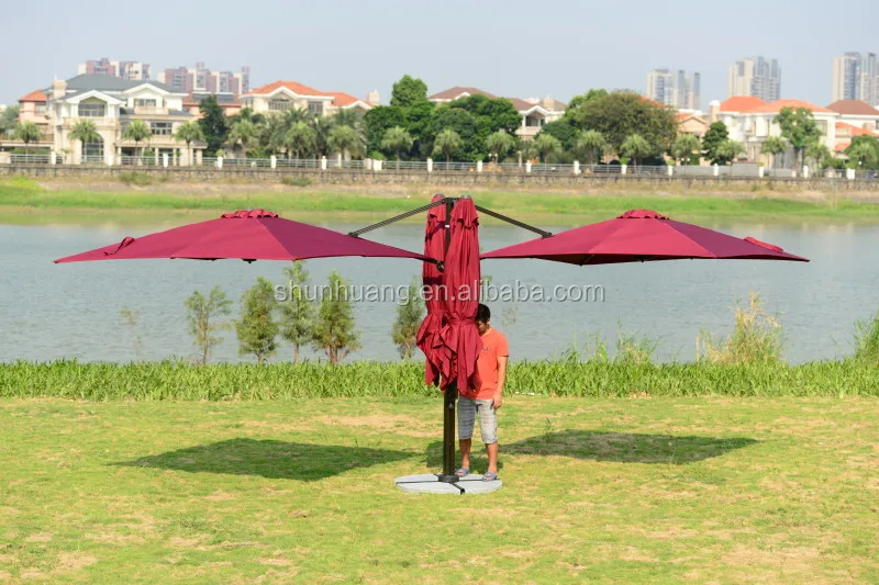 Outdoor hotel furniture garden use parasol with 4 side square shape