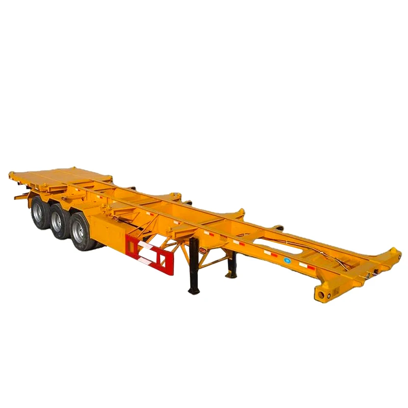 China Export 3 Axles 40 Ft 20 Ft Container Chassis Skeleton Semi Trailer For Sale