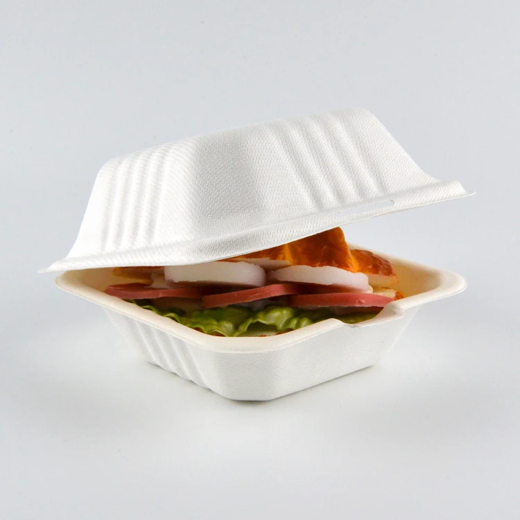 Disposable Compostable Bagasse Tableware Sugarcane Clamshell Food Container Sugar Cane Tableware